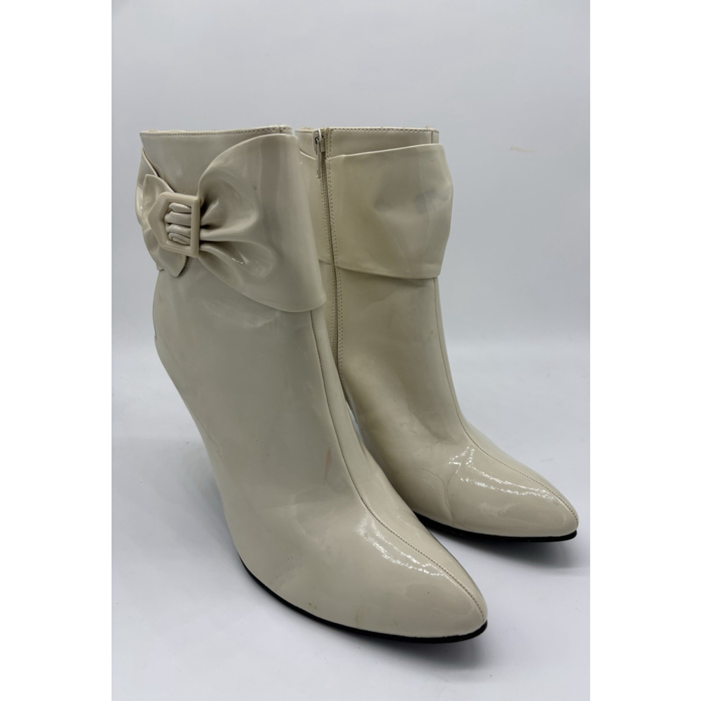 Rampage Havanna Cream Patent Ankle Booties Womens 10M Stiletto‎ Heel